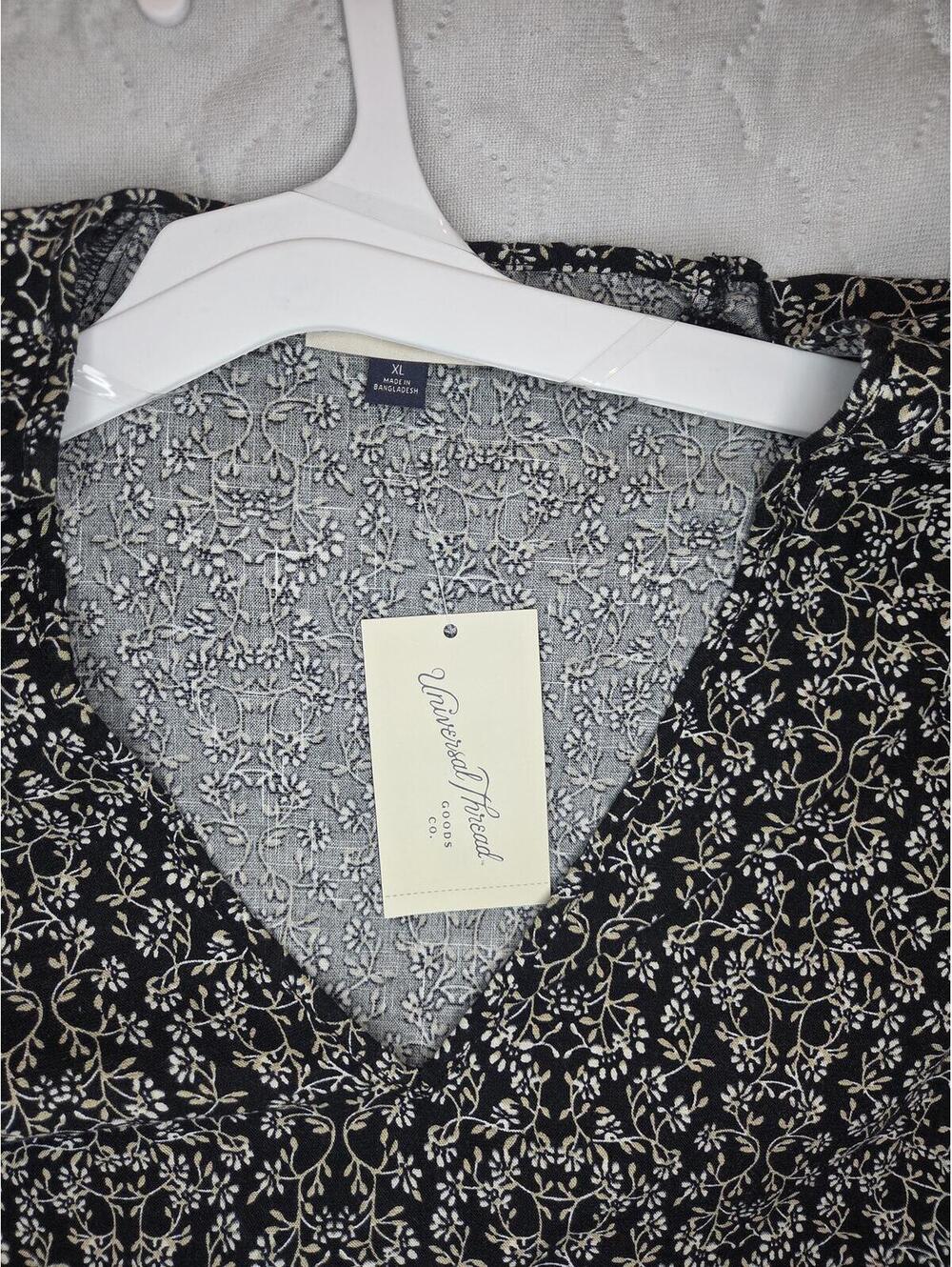Universal Thread Black Floral Puff Sleeve Dress XL - Picture 4 of 8